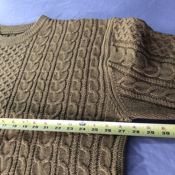 Cable Knit Fisherman Sweater Crewneck Khaki Men’s XL Pullover Preppy Academia - Picture 3 of 8